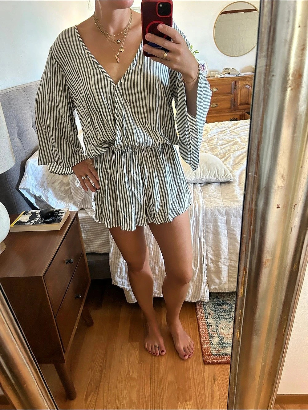 Elan Striped Romper in Black & White Size Small Like New